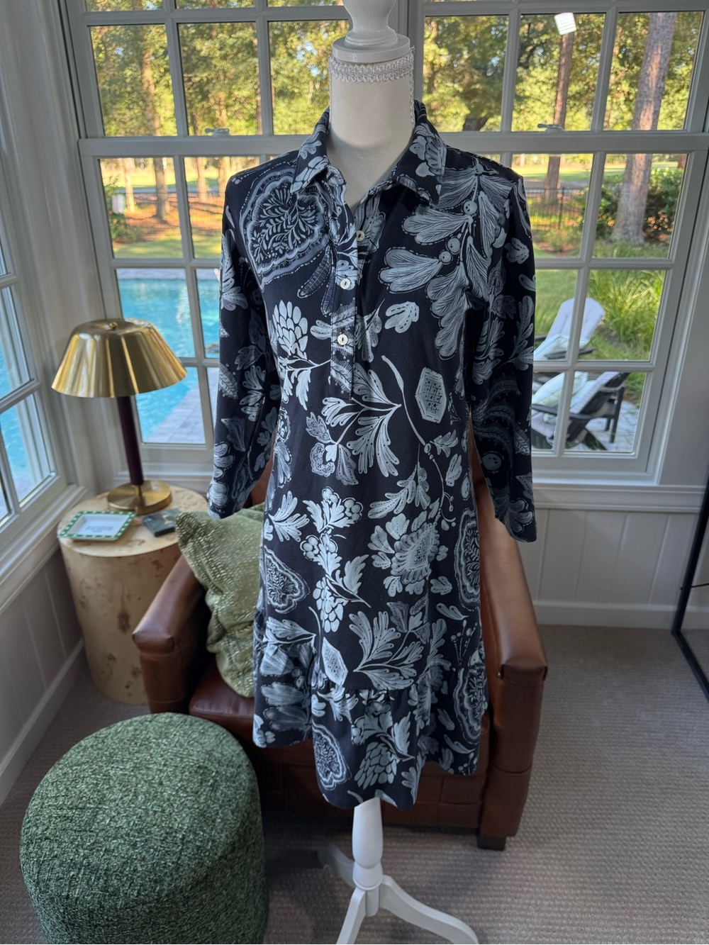 Spartina 449 Joelle Floral Long-Sleeve Shirt Dress Size Small